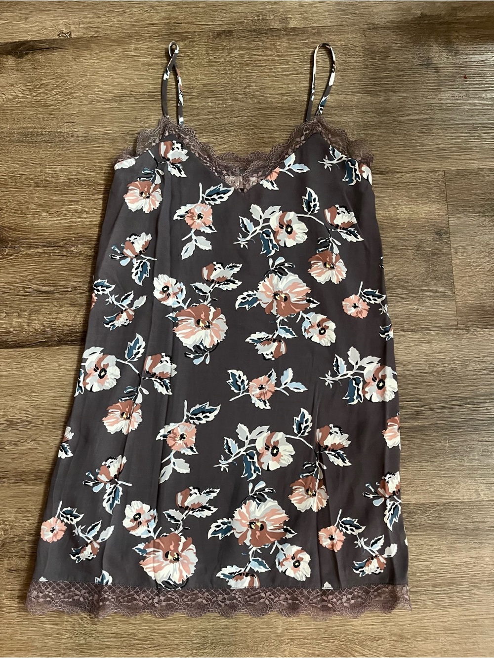 TILT Brown Floral Chemise with Pink Accents
